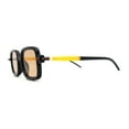 thumbnail image 3 of Hipster Vintage Styling Rod Arm Narrow Rectangle Sunglasses Black Yellow Light Brown, 3 of 4