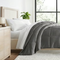 Breathable Cool Comforter All Season Lightweight Down-Alternative Solid Gray for Full/Queen Size Bedding by Comfort Canopy