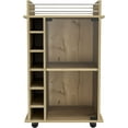 thumbnail image 2 of TUHOME Dukat Bar Cart,Two Shelves, Six Wine Cubbies, Glass Door, Four Caster Wheels, Countertop, Light Oak, For Living Room, 2 of 5