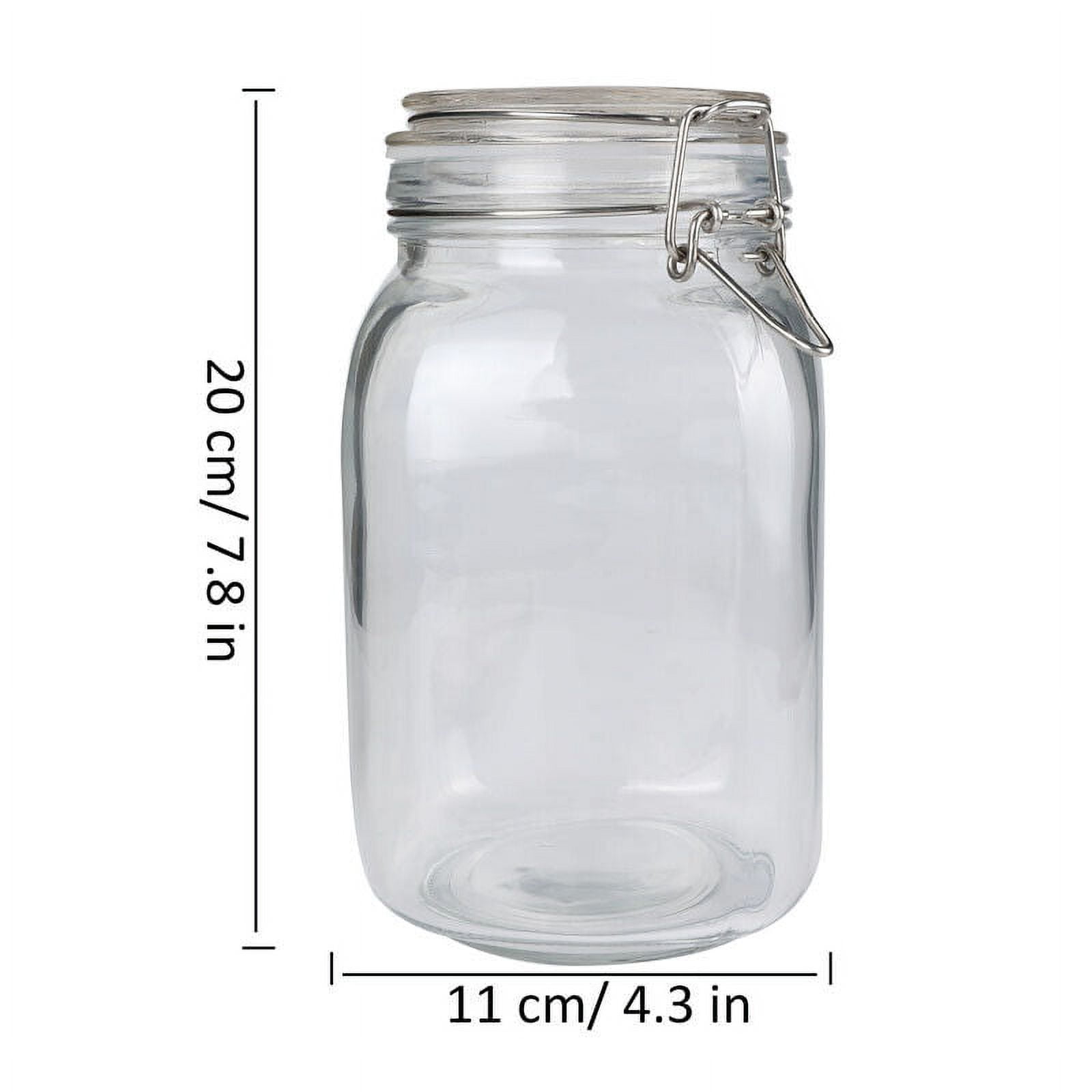 Large Glass Storage Jar With Air Tight Sealed Metal Clamp Lid Tall Kitchen  Cruet