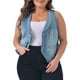 thumbnail image 1 of Chaleco de mezclilla sin mangas de talla grande GRACE & GRANDEUR para mujeres, con cuello en V y botones, chaqueta de mezclilla, azul claro 4X, 1 of 1