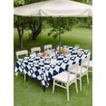 thumbnail image 3 of Bohemia Outdoor Tablecloth - 60x120 Inch Rectangle Dining Table Cover, Minimalist Geometric Pattern Abstract Dark Blue Waterproof Outdoor Table Cloth with Umbrella Hole & Zipper for Picnic/Patio, 3 of 7