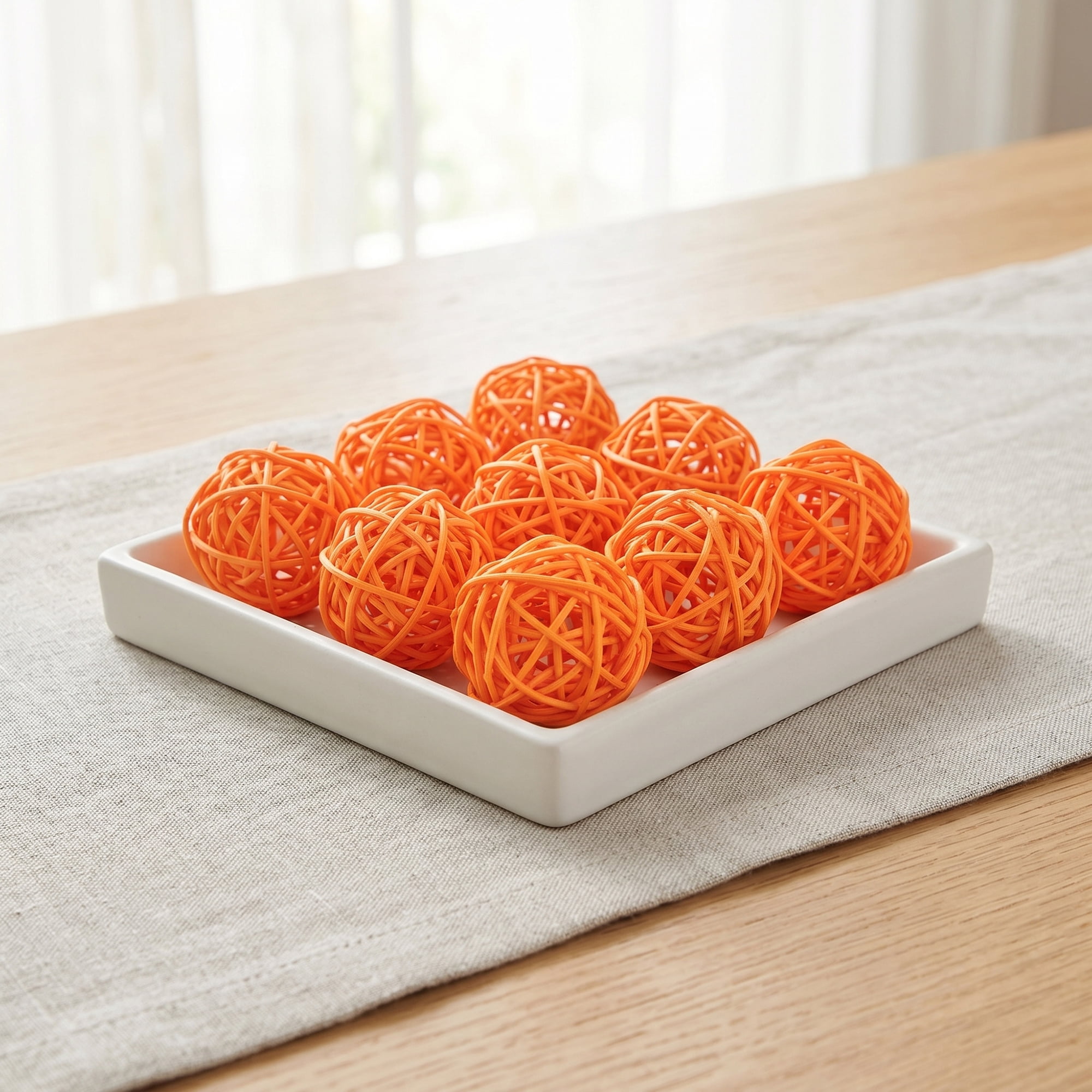 Unique Bargains 10Pcs Rattan Balls for Lights Wicker Spheres Orbs Orange 2"x2"x2"