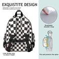 thumbnail image 5 of Black and White Checkered Backpack for School,Cute School Bag,Schoolbag with Adjustable Shoulder Straps & Padded Back,15.25"x11.5"x5.25", 5 of 6