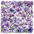 thumbnail image 1 of Pegatinas para álbumes de recortes con flores moradas, 50 unidades, PET transparente, 1 of 2