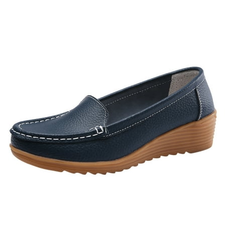 

HGWXX7 Womens Ladies Ankle Flat Loafers Slip On Flock Roman Casual Shoes For Women Dark Blue 37
