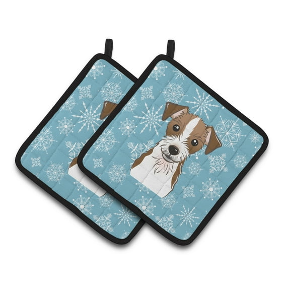 Caroline's Treasures BB1636PTHD Snowflake Jack Russell Terrier Pair of Pot Holders , 7.5HX7.5W, multicolor