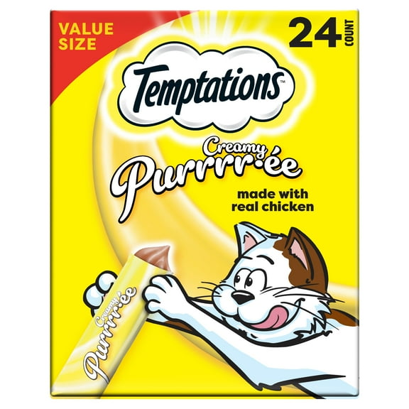 Temptations Creamy Puree With Chicken Squeezable Lickable Wet Treats For Cats, 0.42 Oz (24 Pack)