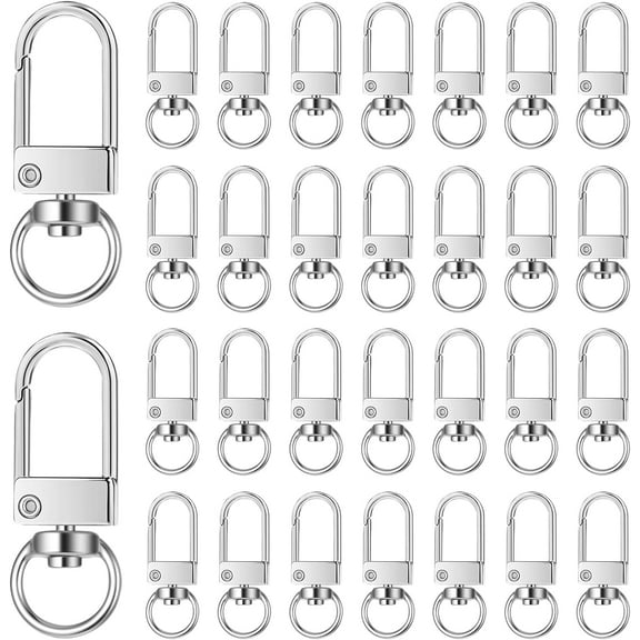 Monebena 30 Pieces Silver Metal Lobster Claw Clasps, Swivel Lanyards Snap Hooks Key Chain Hooks DIY Claw Clasps for Jewelry Purse Jewelry Making Bags Keychain Connector Art Crafts