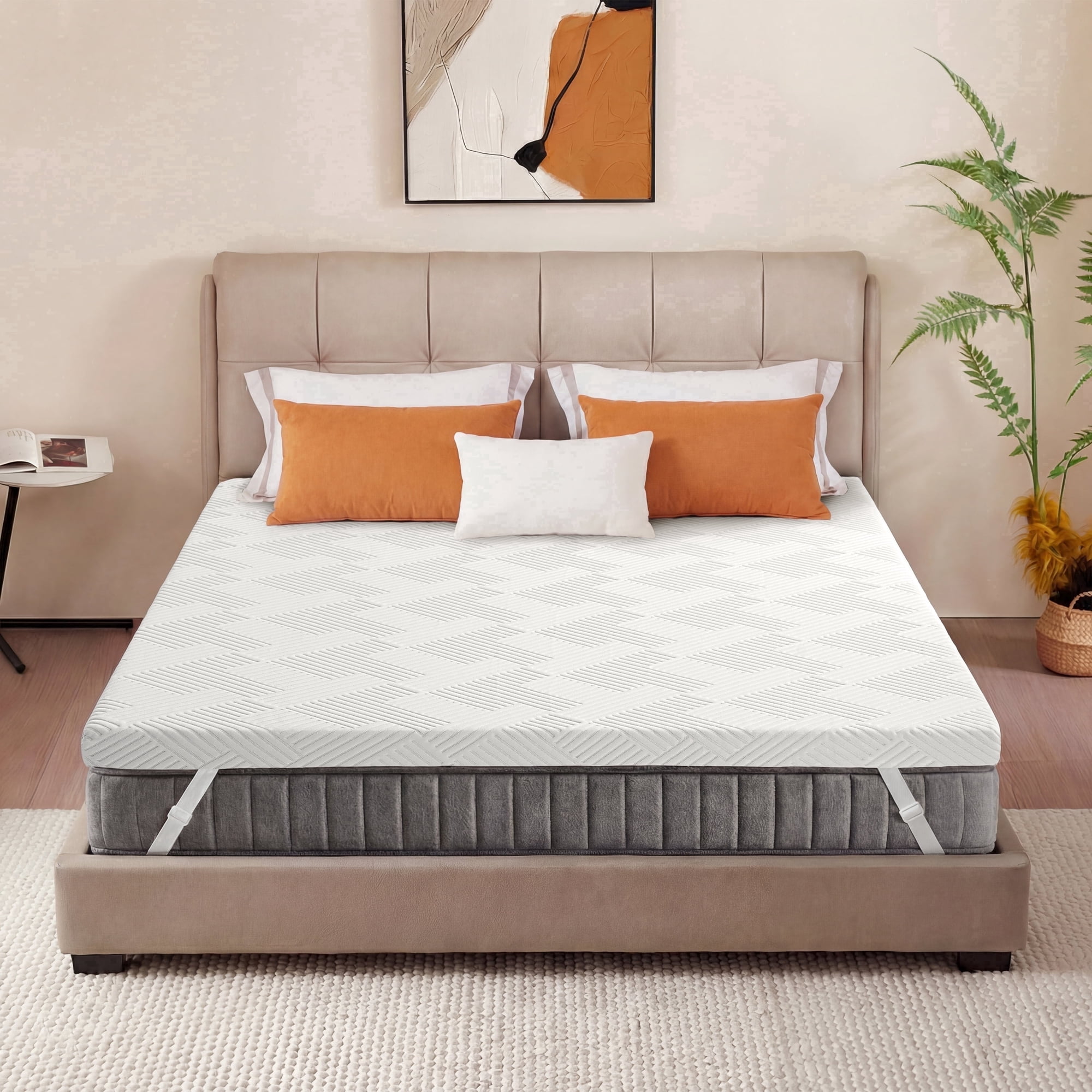 3 Inch Gel Memory Foam Mattress Topper Queen,Thick Mattress,Cooling Mattress Topper with Removable & Washable Bamboo Cover,Reversible Memory Foam Mattress Topper,Extra Firm
