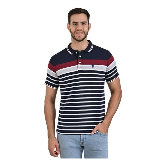 PLAYERA POLO DE MODELAJE FRANJAS MULTICOLOR3034-RPOLO-H G HPC POLO