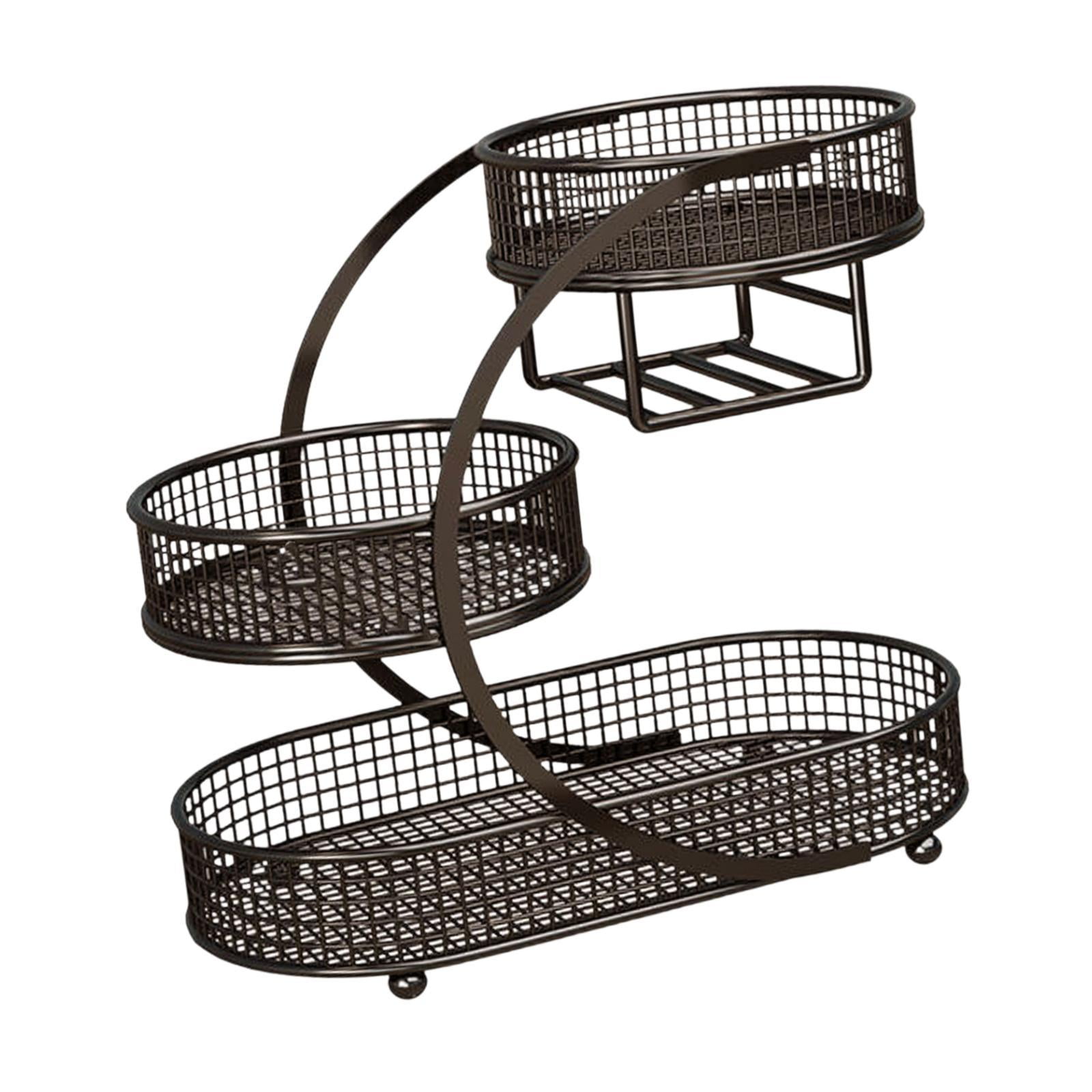 Fiocias Bread Storage Basket, Metal Fruit Bowl, Vegetable Stand, Dining Table, Vegetable Black