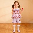 thumbnail image 4 of KPOPLK Toddler Kid Girl Clothes Classic Casual Pattern Print Soft Breathable Top Shorts 2PC Summer Outfit Set for Toddler Girls(12-18 Months,Purple), 4 of 4