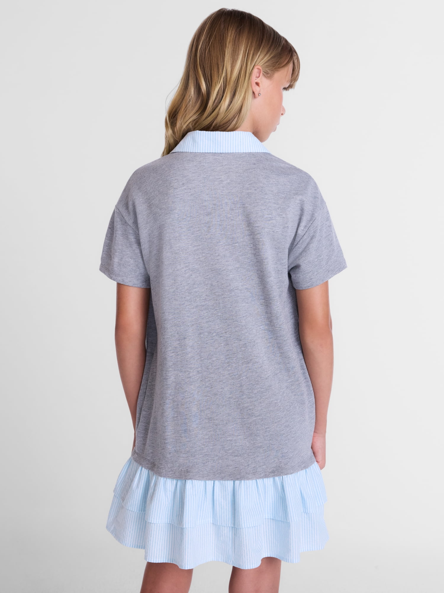 Weekend Academy Girls Double Ruffle French Terry Rugby Dress, Sizes 4-18