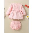 thumbnail image 4 of WIBACKER Newborn Baby Girls Long Sleeve Outfits Ruffle Eyelet Dress Top+Bloomers Shorts+Headband Set Summer Clothes, 4 of 8