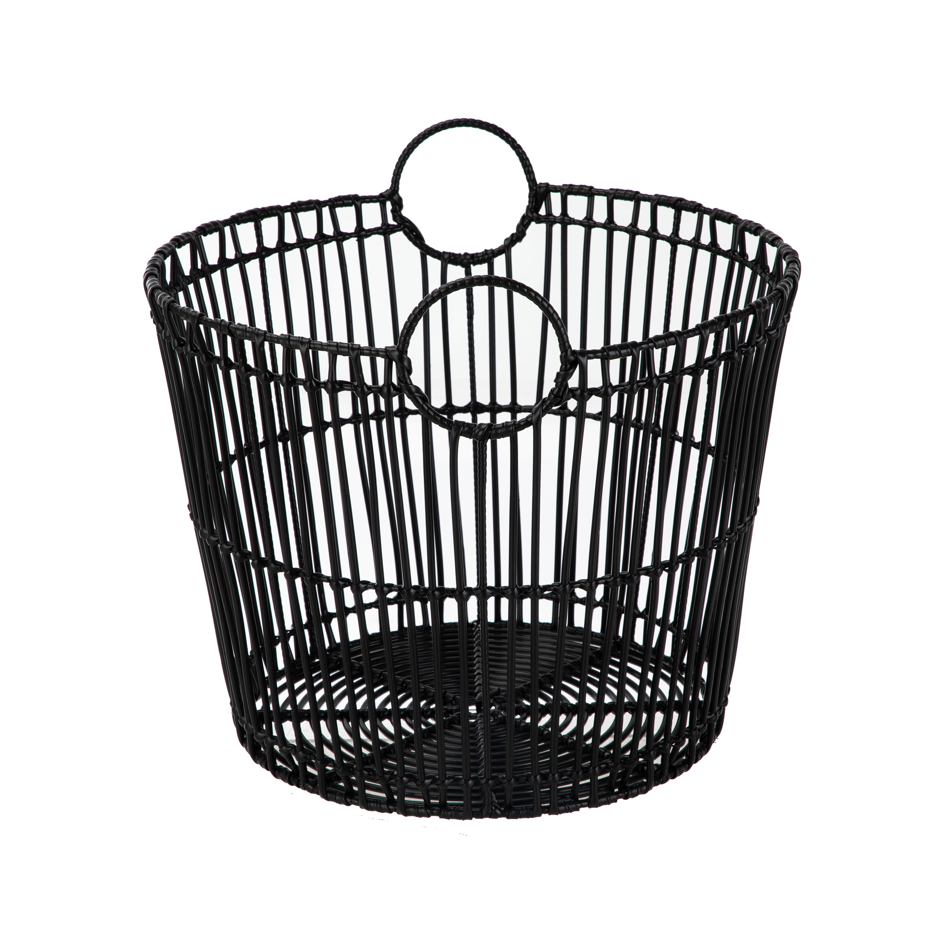 Better Homes & Gardens Large Black Poly Rattan Storage Baskets with Handles, Set of 2