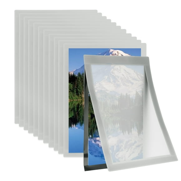 8.5 x 11 Inch Magnetic Sign Holder, 12Pcs Self-Adhesive Magnetic Border Wall Mount Picture Frames Document Holder for Wall Window Home Office Store Poster, Silver