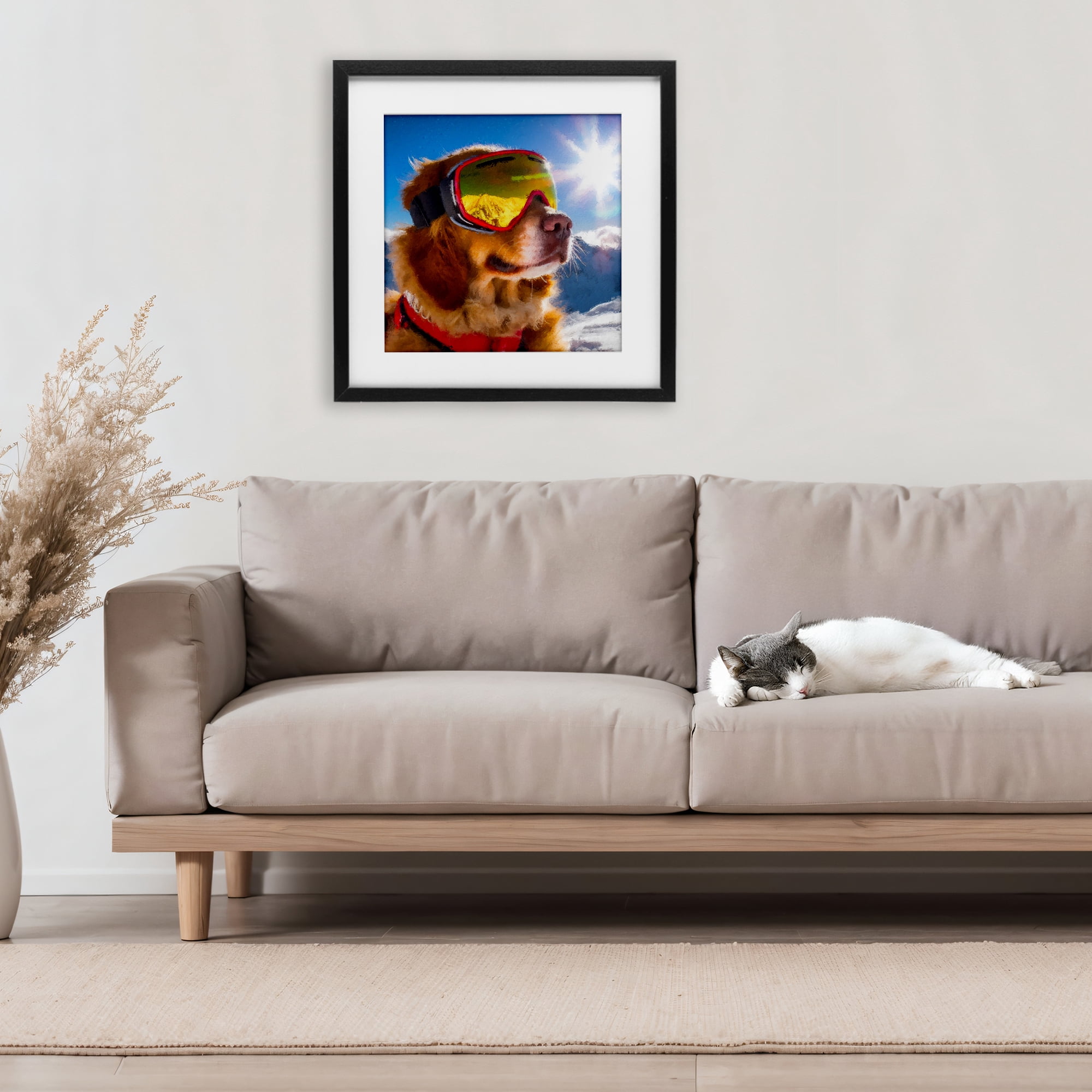 Stupell Industries Ski Goggles Retriever Black Framed Print Under Glass, design by Sean Parnell