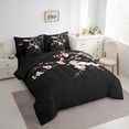thumbnail image 3 of Manfei Cherry Blossom Bedding Twin Size,Japanese Art Comforter Sets with Sheets,Pink Black Bedding Sets Twin Size,Super Cozy Bedroom Decor Reversible,7pcs, 3 of 7