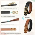 thumbnail image 2 of AWAYTR Women Reversible Belt - Two-in-One Women Leather Belt for Casual Jeans with Golden Buckle, 2 of 8