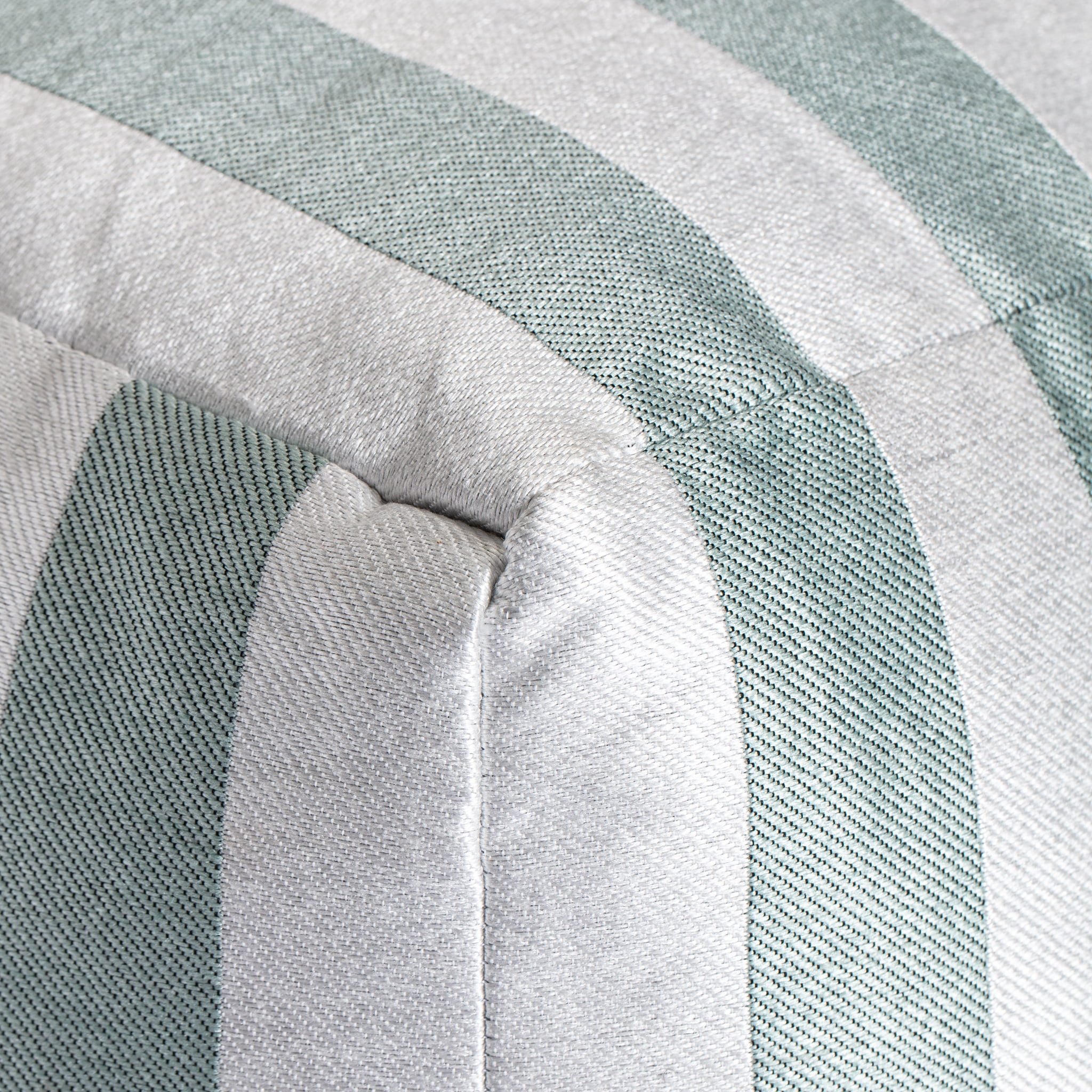 Cape May Teal 18" x 18" x 18" Teal & Ivory Pouf
