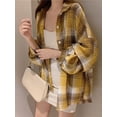 thumbnail image 1 of Camisa a cuadros para mujer, Top de manga larga de otoño, blusa Vintage a la moda con una botonadura, camisas holgadas a cuadros de estilo Preppy para mujer, 1 of 5