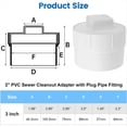 thumbnail image 4 of 3inch PVC Sewer Cleanout Adapter with Plug Pipe Fitting, PVC DWV Flush Sewer Cleanout Cap for Outdoor Garden, RVs Sewer, 4 of 8