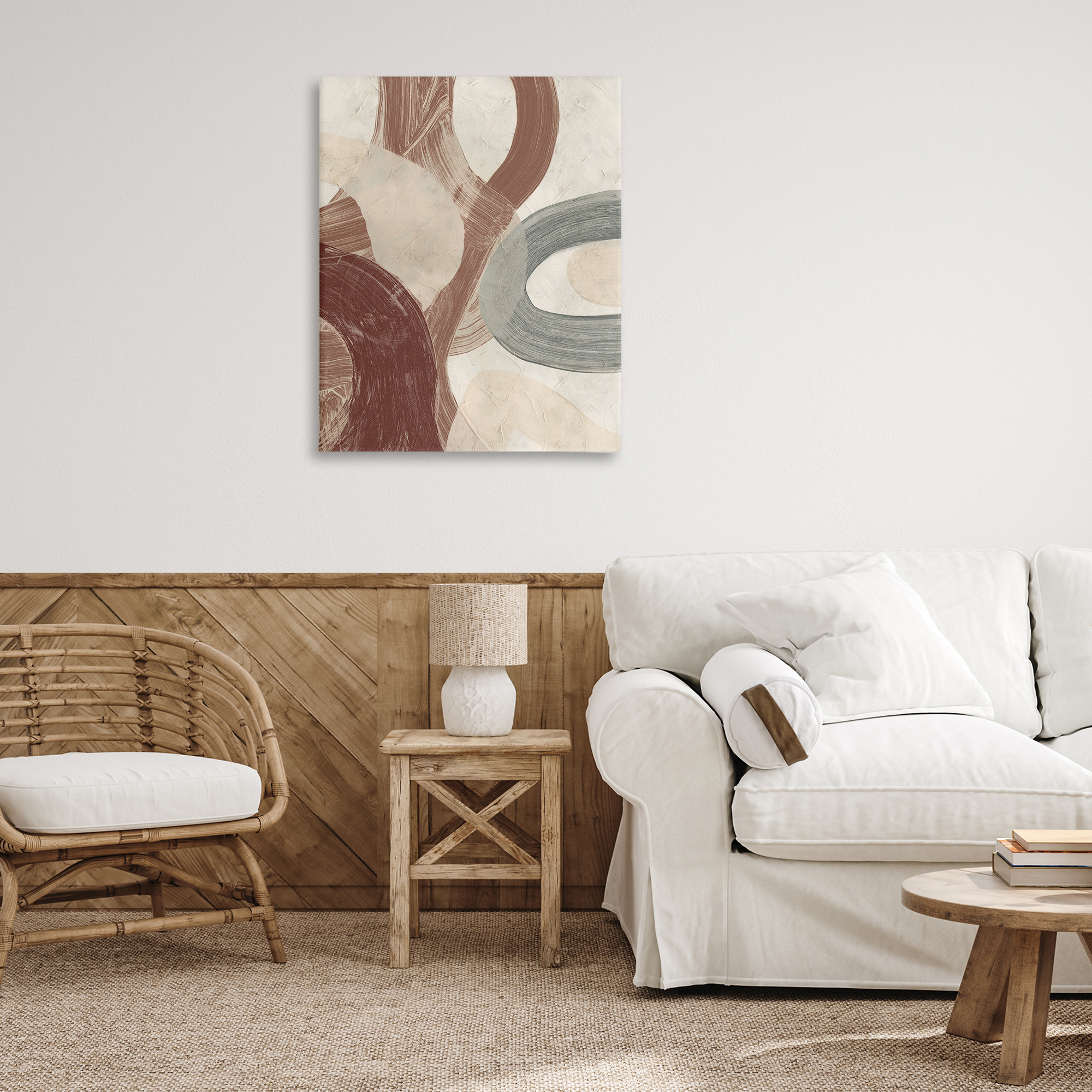 Stupell Industries Neutral Shapes Expression Abstract Painting Gallery Wrapped Canvas Art Print Wall Art, 30 x 40