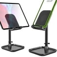 thumbnail image 6 of Adjustable Desktop Smartphone and Tablet Stand, Heavy Duty Adjustable Phone Stand with Mini Shelf, Non-Slip Rubberized Base Compatible to Smartphones, Tablets, iPads and Nintendo Switch – Black, 6 of 10
