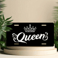 thumbnail image 6 of 1 Pcs License Plate Covers & Frames, "Queen" with Elegant White Typography and Crown For Decorative Front, Aluminum License Plate Covers & Frames Cover For Men Women, 12" X 6", 6 of 7