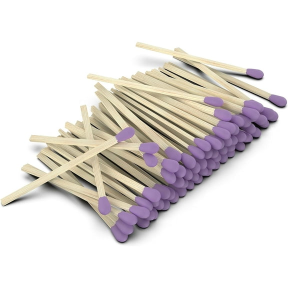 ZIKANI Lavender Tip Matches 4 Inch Match Refill and Striker 200 Long Matches Short Matches Wooden Matches Bulk Matches Decorative Matchsticks Safety Matches for Cloche Jar Box Fireplace (Lavender)