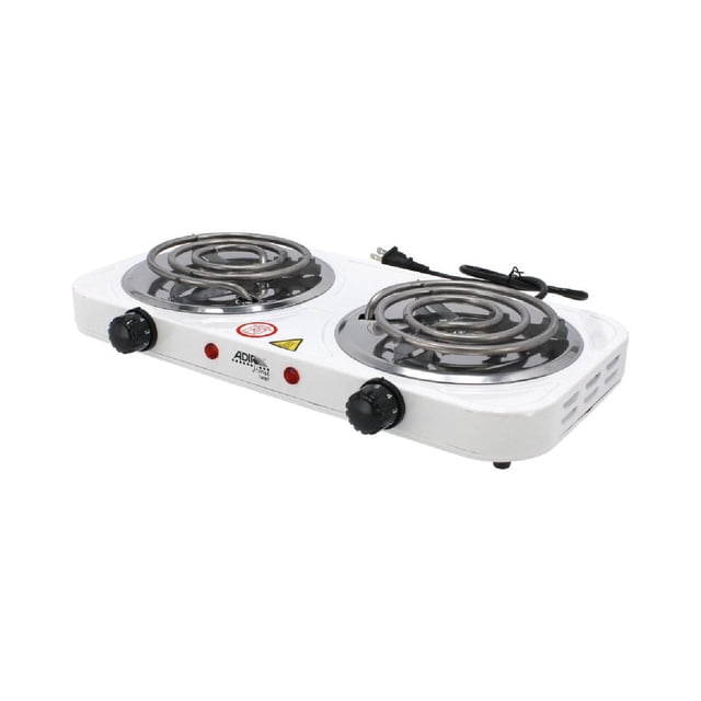Parrilla Eléctrica Adir 2 Quemadores Blanca Con Termostato 2000 W