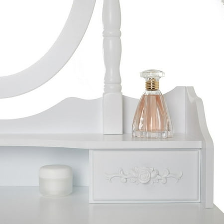 Ul Li Contemporary Design This Saves Space So It Can Fit Into Any Modern Compact Home Two Drawers Gives You Enough Storage For Your Make Up And Jewelry Antique Look Vanity If Are Ul Li Contemporary Design This, Viscologic Ivory Wooden Mirrored Makeup Vanity Table