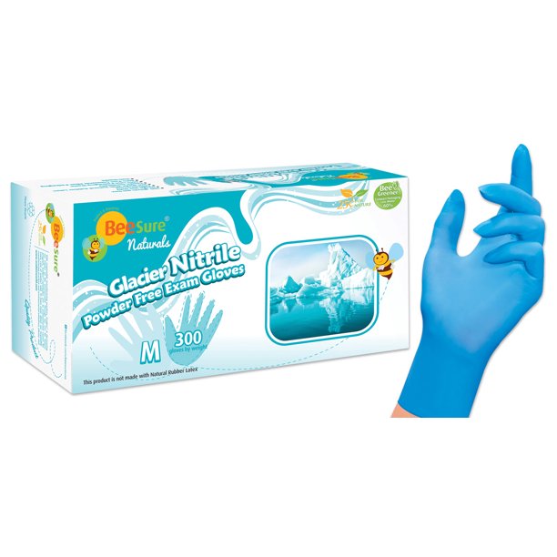 Cranberry 2927 BeeSure Glacier Blue Nitrile Examination Gloves Medium