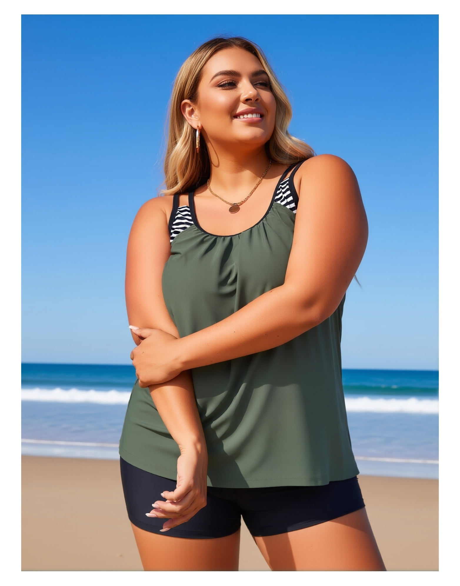 Women Plus Size Tankini Swimsuits - Two Piece Tummy Control Bathing Suits with Shorts 2026 Swimwear