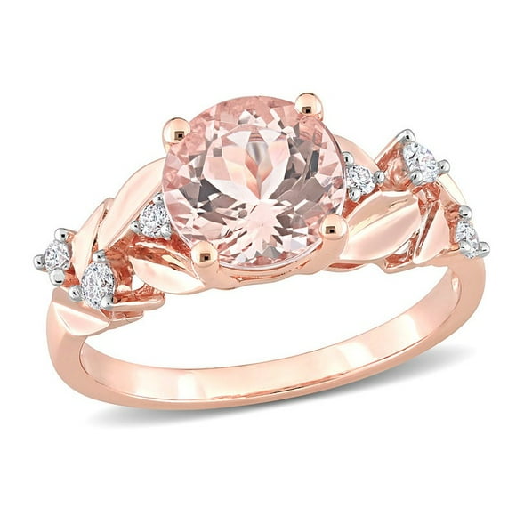 1.75 Carat (ctw) Morganite Floral Ring in 10K Rose Pink Gold with Diamonds