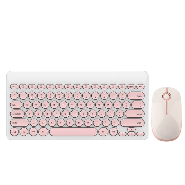 Teclado y Ratón Nikou Multimedia Inalámbricos 90 Teclas IK6620 2,4 GHz Blanco y Rosa