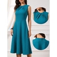 thumbnail image 2 of DARING DIVA Women's A Line Midi length Crew Neck Dress with Sleeveless Design XS Blue, 2 of 6