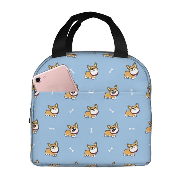 Easygdp Cute Cartoon Corgi Bolsa Térmica Premium - Tela Oxford Impermeable, Gran Capacidad, Bolsillo Frontal, Unisex para Trabajo, Escuela, Actividades al Aire Libre y Picnics