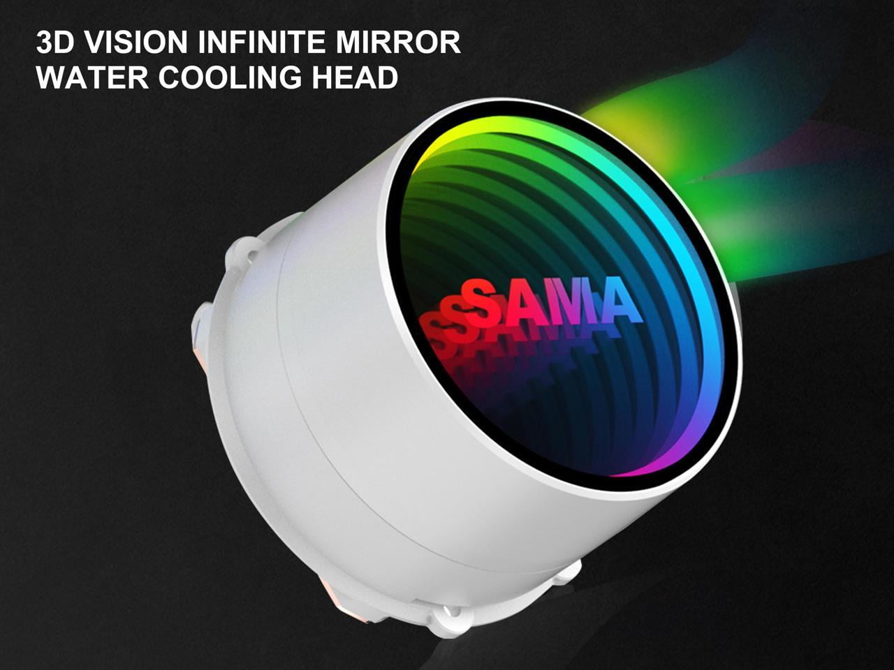 SAMA SM240 Black Adjustable Liquid Cooler LCD Display Screen with 2x120mm  Addressable ARGB PWM Silent Fan 240mm AIO Radiator