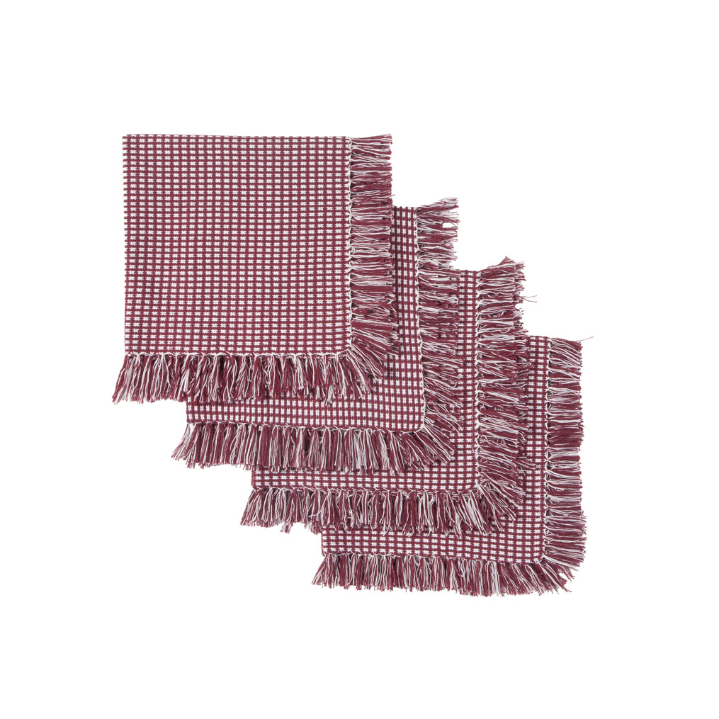 Lintex Linens Homespun Check Wine 100 Cotton Napkin (Set of 4