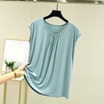 thumbnail image 2 of Gpoecd Camisole à Encolure Carrée Débardeur Sans Manches avec Détail Plissé pour l'Été Tenue Décontractée Confortable Col Rond Débardeur Basique Camisole pour Femmes Bleu Pâle, TTG, 2 of 3
