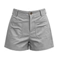 thumbnail image 4 of hoksml Classic Chino Shorts for Women - Mid Rise, Button Closure with Multi-Pockets, 4 of 6