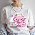 thumbnail image 3 of Ropa de mujer dibujos animados lindo Axolotl ama fideos instantáneos camisetas de Anime camisetas casuales de moda camisetas Vintage de verano para mujer, 3 of 4