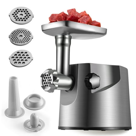 Electric Meat Grinder 2000W Heavy Duty Stainless Steel Sausage Stuffer Mincer w/ Premium Clean Design 3 Size Grinding Plates 2 Stainless Cutting Blades & Attachment Kits for Kubbe, (Best Way To Clean Stainless Appliances)