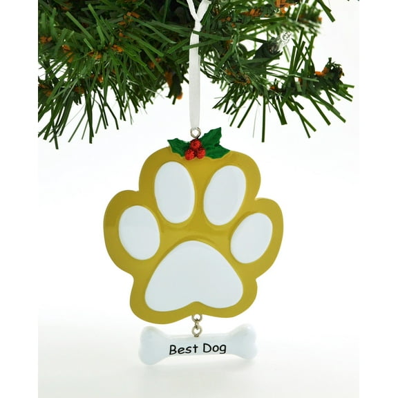 Dog Paw Black Personalized Christmas Ornament DO-IT-YOURSELF