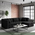 thumbnail image 6 of NEGYLIM 109" L-Shaped Boneless Modular Cloud Sectional Sofa with Movable Ottoman, Deep Seat, High-Resilience Foam, No Assembly Required, Teddy Fleece Upholstery, Black, 6 of 14