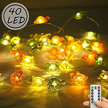 Turtle Shape Fairy String Lights, 8 Modes 40 LED Waterproof Decorative Ocean Lights with Remote Timer for Wedding, Party, Festival, Indoor, Outdoor Decor (Yellow)