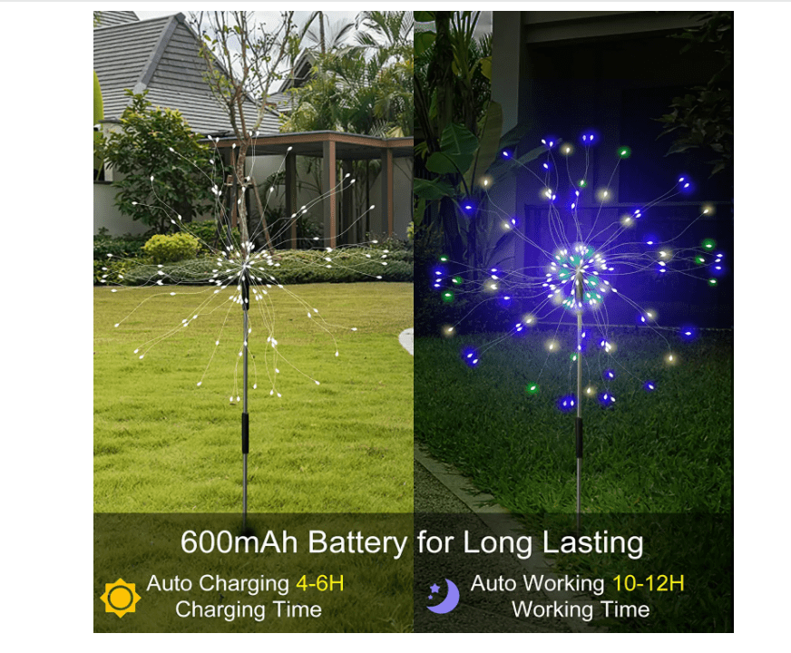 Solar Garden Lights, Outdoor Firework Lights, 3 Pack 120 LED Solar Lights Decorative Stake with Remote, 8 Modes DIY Landscape Light Waterproof Lamps for Walkway Pathway Backyard Lawn(Colorful)