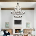 thumbnail image 5 of Vanity Art 18 Lights Wagon Wheel Chandelier Lighting Farmhouse Candle 2 Tier Ceiling Light Fixtures for Living Room Kitchen Dining Room MLT5218LT-DW-BK, 5 of 9
